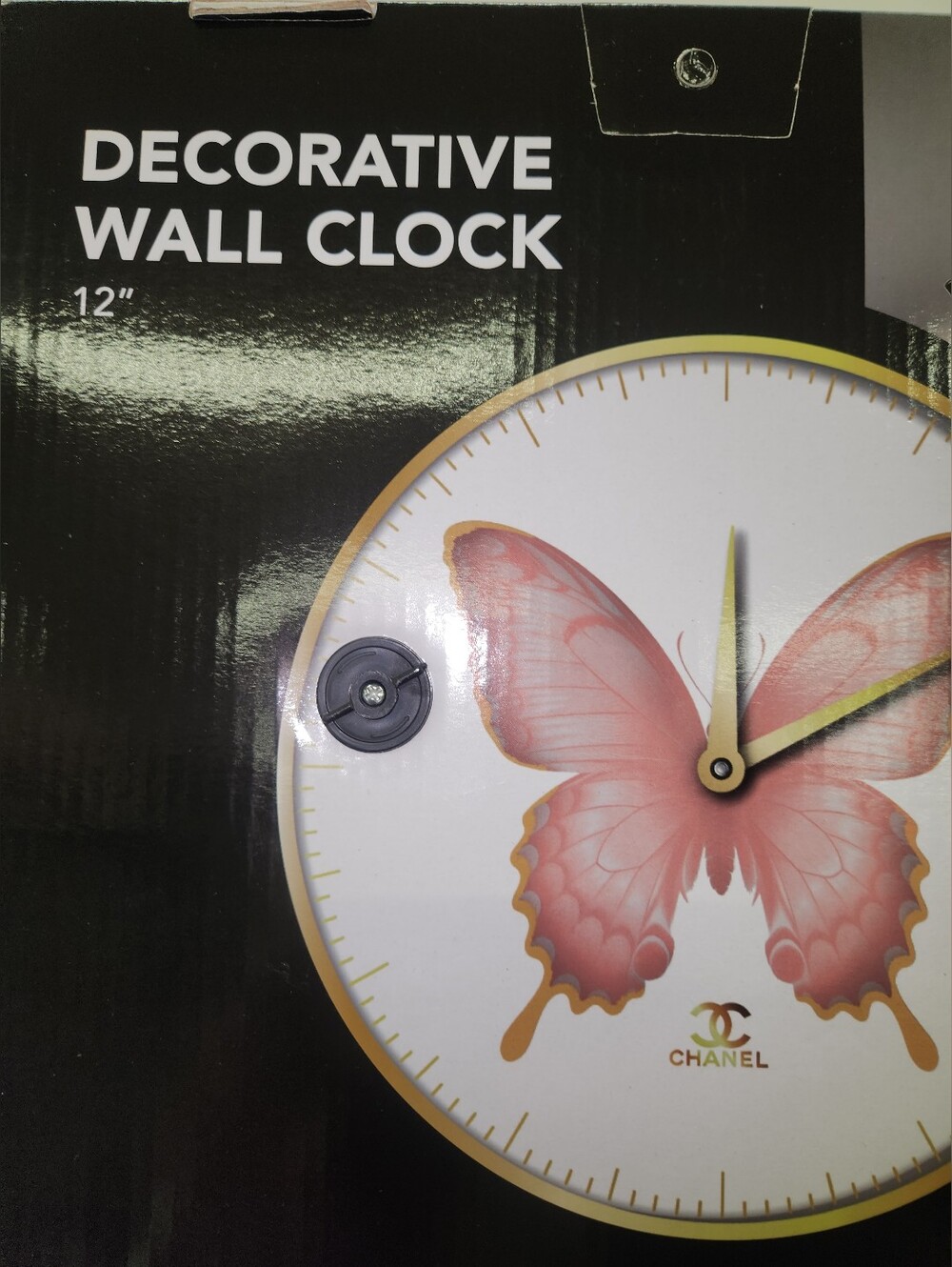 Limited Edition Luxury Pink Butterfly Gold CC Logo Wall Clock 12 Wall Decor Art - Picture 5 of 9